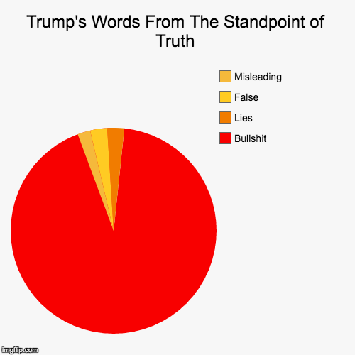 Standpoint of Truth | Trump's Words From The Standpoint of Truth | Bullshit, Lies, False, Misleading | image tagged in funny,pie charts,trump,truth,lies | made w/ Imgflip chart maker