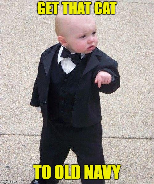 Godfather Baby | GET THAT CAT TO OLD NAVY | image tagged in godfather baby | made w/ Imgflip meme maker