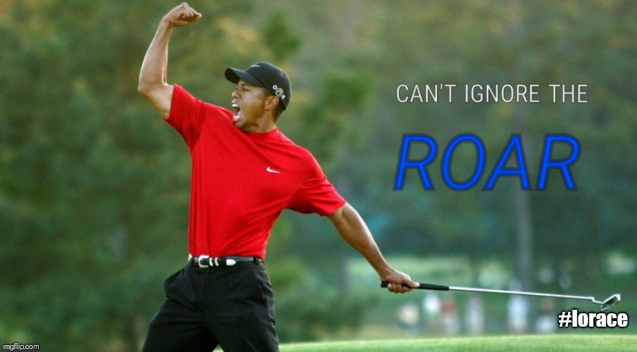 #lorace | image tagged in tiger woods,he's back,pga tour,sports,golfing | made w/ Imgflip meme maker