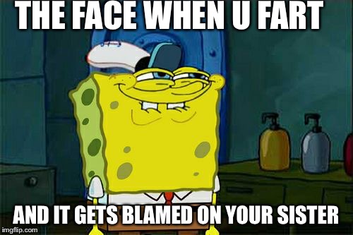 Don't You Squidward | THE FACE WHEN U FART; AND IT GETS BLAMED ON YOUR SISTER | image tagged in memes,dont you squidward | made w/ Imgflip meme maker