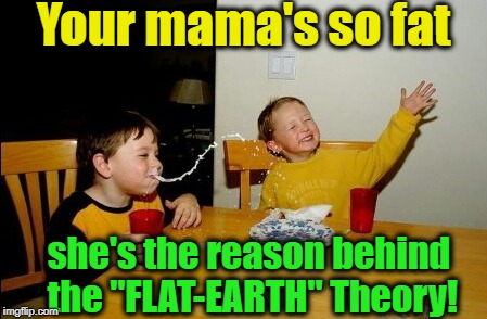 Seriously,  before she was born, the Earth WAS round! | Your mama's so fat; she's the reason behind the "FLAT-EARTH" Theory! | image tagged in memes,yo mamas so fat | made w/ Imgflip meme maker