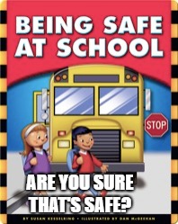 ARE YOU SURE THAT'S SAFE? | image tagged in being safe at school | made w/ Imgflip meme maker