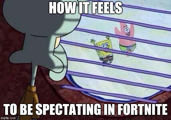 Squidward window | HOW IT FEELS; TO BE SPECTATING IN FORTNITE | image tagged in squidward window | made w/ Imgflip meme maker