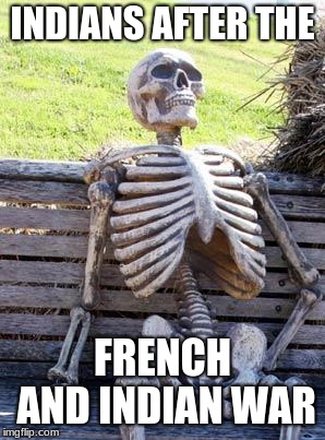 Waiting Skeleton | INDIANS AFTER THE; FRENCH AND INDIAN WAR | image tagged in memes,waiting skeleton | made w/ Imgflip meme maker