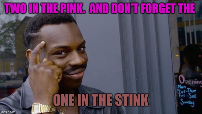 Roll Safe Think About It Meme | TWO IN THE PINK.  AND DON’T FORGET THE ONE IN THE STINK | image tagged in memes,roll safe think about it | made w/ Imgflip meme maker