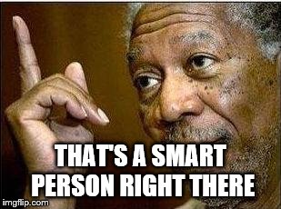 morgan freeman | THAT'S A SMART PERSON RIGHT THERE | image tagged in morgan freeman | made w/ Imgflip meme maker