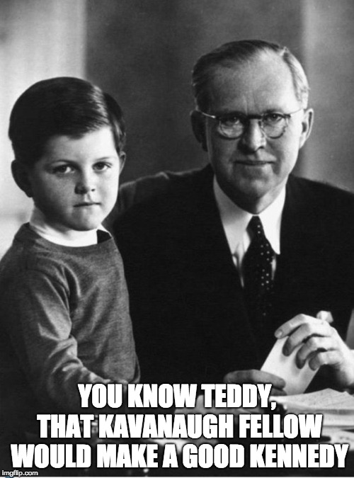 Father and son | YOU KNOW TEDDY, THAT KAVANAUGH FELLOW WOULD MAKE A GOOD KENNEDY | image tagged in scotus,brett kavanaugh,senate,donald trump,trump | made w/ Imgflip meme maker