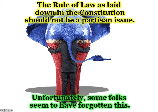 The Supreme Court should be above politics, or try to be. Kavanaugh has lied under oath and sees everything as us-against-them. | The Rule of Law as laid down in the Constitution should not be a partisan issue. Unfortunately, some folks seem to have forgotten this. | image tagged in rule of law,constitution,trump,brett kavanaugh,supreme court | made w/ Imgflip meme maker