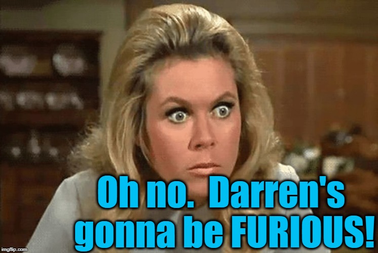 Bewitched | Oh no.  Darren's gonna be FURIOUS! | image tagged in bewitched | made w/ Imgflip meme maker