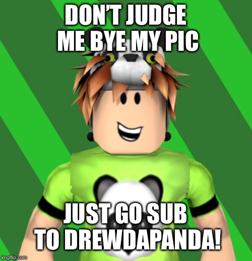 DrewDaPanda  | DON’T JUDGE ME BYE MY PIC; JUST GO SUB TO DREWDAPANDA! | image tagged in youtube | made w/ Imgflip meme maker