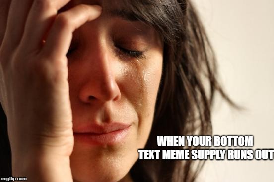 WHEN YOUR BOTTOM TEXT MEME SUPPLY RUNS OUT | image tagged in memes,first world problems | made w/ Imgflip meme maker
