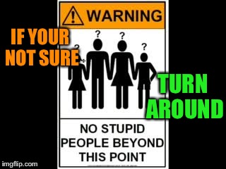 this Sign need to be placed everywhere so we don’t have to deal with them as often | IF YOUR NOT SURE; TURN AROUND | image tagged in stupid,stupid people,memes,signs | made w/ Imgflip meme maker