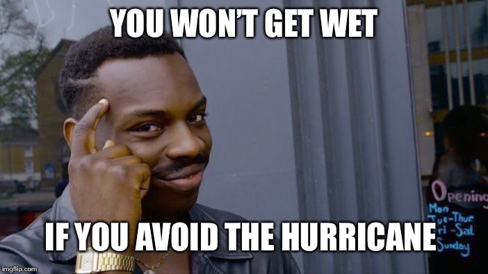 Roll Safe Think About It Meme | YOU WON’T GET WET IF YOU AVOID THE HURRICANE | image tagged in memes,roll safe think about it | made w/ Imgflip meme maker