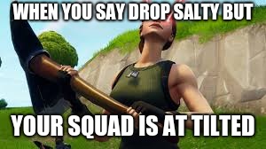 Defaulty boi | WHEN YOU SAY DROP SALTY BUT; YOUR SQUAD IS AT TILTED | image tagged in defaulty boi | made w/ Imgflip meme maker