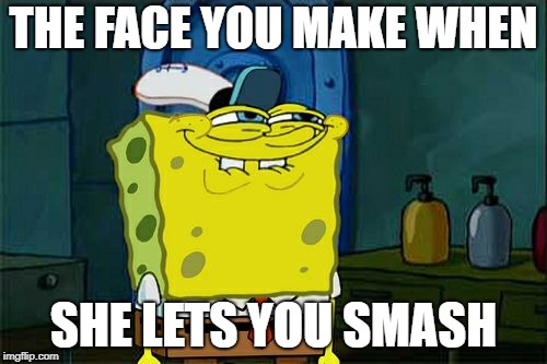 Don't You Squidward Meme | THE FACE YOU MAKE WHEN; SHE LETS YOU SMASH | image tagged in memes,dont you squidward | made w/ Imgflip meme maker