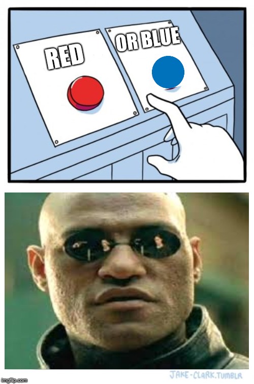 Two Buttons | OR BLUE; RED | image tagged in memes,two buttons | made w/ Imgflip meme maker