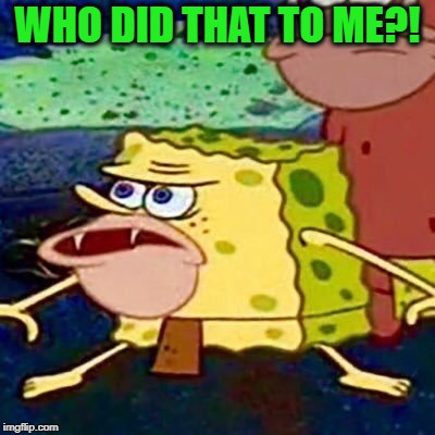 spongegar | WHO DID THAT TO ME?! | image tagged in spongegar | made w/ Imgflip meme maker