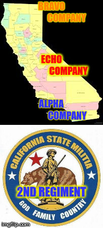 BRAVO 















COMPANY; ECHO 

















COMPANY; ALPHA 
















COMPANY; 2ND REGIMENT | image tagged in militia,california | made w/ Imgflip meme maker