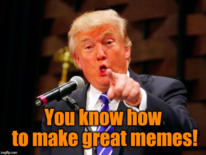 trump point | You know how to make great memes! | image tagged in trump point | made w/ Imgflip meme maker