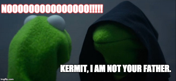Evil Kermit | NOOOOOOOOOOOOOOO!!!!! KERMIT, I AM NOT YOUR FATHER. | image tagged in memes,evil kermit | made w/ Imgflip meme maker