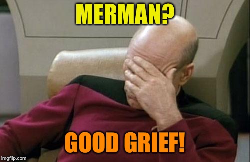 Captain Picard Facepalm Meme | MERMAN? GOOD GRIEF! | image tagged in memes,captain picard facepalm | made w/ Imgflip meme maker