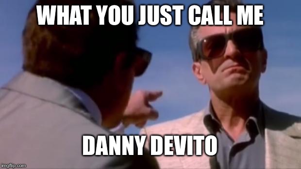 Joe Pesci vs Robert DeNiro | WHAT YOU JUST CALL ME; DANNY DEVITO | image tagged in joe pesci vs robert deniro | made w/ Imgflip meme maker