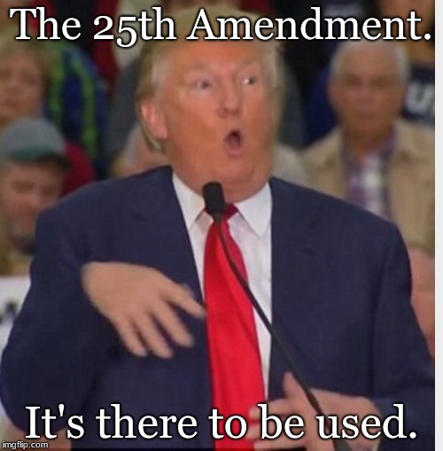 Donald Trump tho | The 25th Amendment. It's there to be used. | image tagged in donald trump tho | made w/ Imgflip meme maker