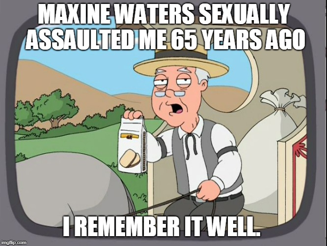 Pepperridge Farm | MAXINE WATERS SEXUALLY ASSAULTED ME 65 YEARS AGO; I REMEMBER IT WELL. | image tagged in pepperridge farm | made w/ Imgflip meme maker