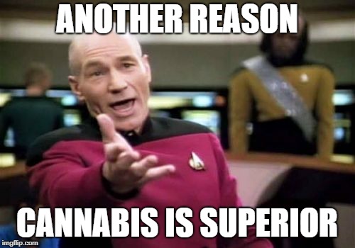 Picard Wtf Meme | ANOTHER REASON CANNABIS IS SUPERIOR | image tagged in memes,picard wtf | made w/ Imgflip meme maker