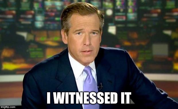 Brian Williams Was There Meme | I WITNESSED IT | image tagged in memes,brian williams was there | made w/ Imgflip meme maker