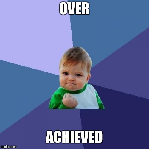Success Kid Meme | OVER; ACHIEVED | image tagged in memes,success kid | made w/ Imgflip meme maker