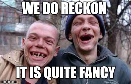 rednecks | WE DO RECKON IT IS QUITE FANCY | image tagged in rednecks | made w/ Imgflip meme maker