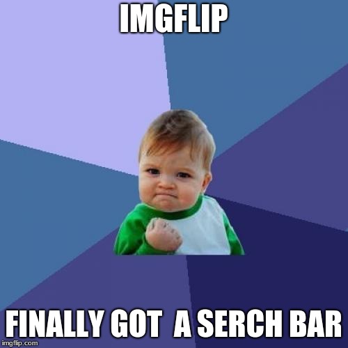 Success Kid | IMGFLIP; FINALLY GOT  A SERCH BAR | image tagged in memes,success kid | made w/ Imgflip meme maker