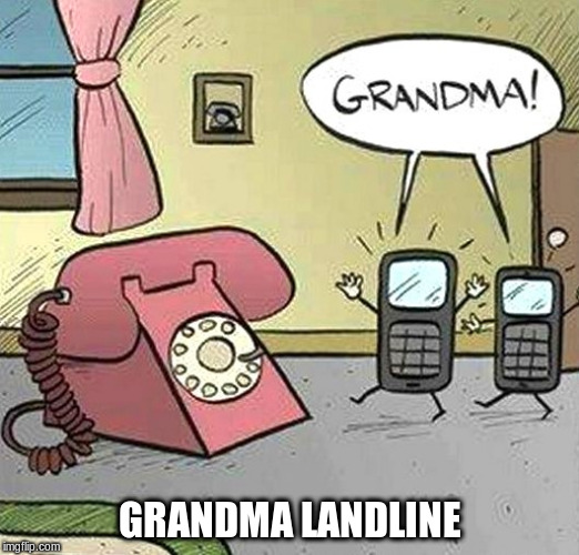 phones are getting older | GRANDMA LANDLINE | image tagged in old phones,landline,memes,cell phone,old school | made w/ Imgflip meme maker