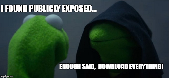 Evil Kermit | I FOUND PUBLICLY EXPOSED... ENOUGH SAID, 
DOWNLOAD EVERYTHING! | image tagged in memes,evil kermit | made w/ Imgflip meme maker