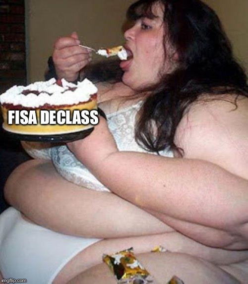 Fat woman with cake | FISA DECLASS | image tagged in fat woman with cake | made w/ Imgflip meme maker