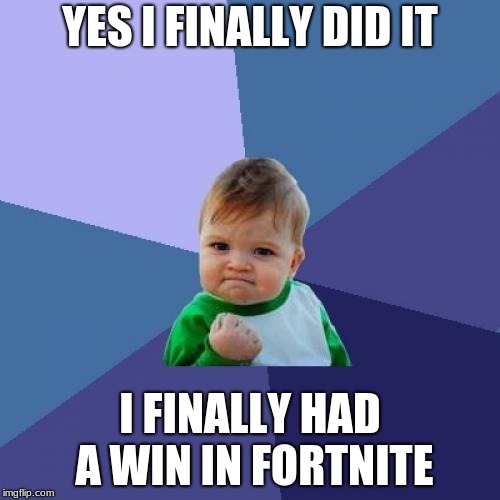 Success Kid Meme | YES I FINALLY DID IT; I FINALLY HAD A WIN IN FORTNITE | image tagged in memes,success kid | made w/ Imgflip meme maker