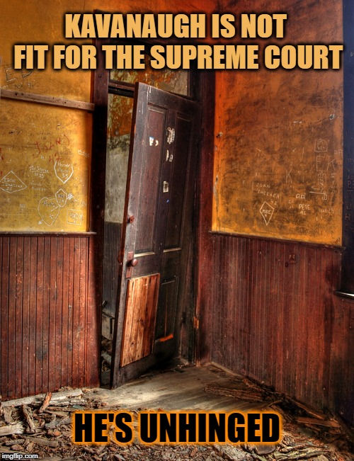 A Judge's Most Important Character Trait is Dispassion | KAVANAUGH IS NOT FIT FOR THE SUPREME COURT; HE'S UNHINGED | image tagged in trump,brett kavanaugh,scotus,supreme court | made w/ Imgflip meme maker