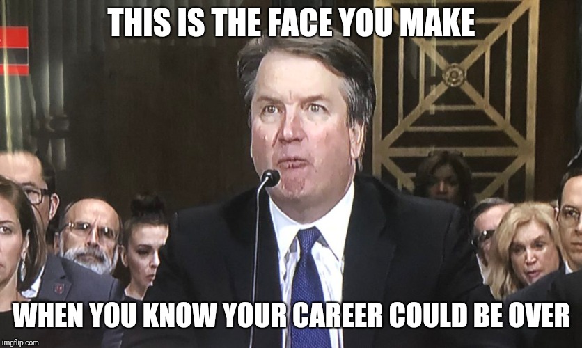 Kavanaugh unconfirmed  | THIS IS THE FACE YOU MAKE; WHEN YOU KNOW YOUR CAREER COULD BE OVER | image tagged in donald trump | made w/ Imgflip meme maker