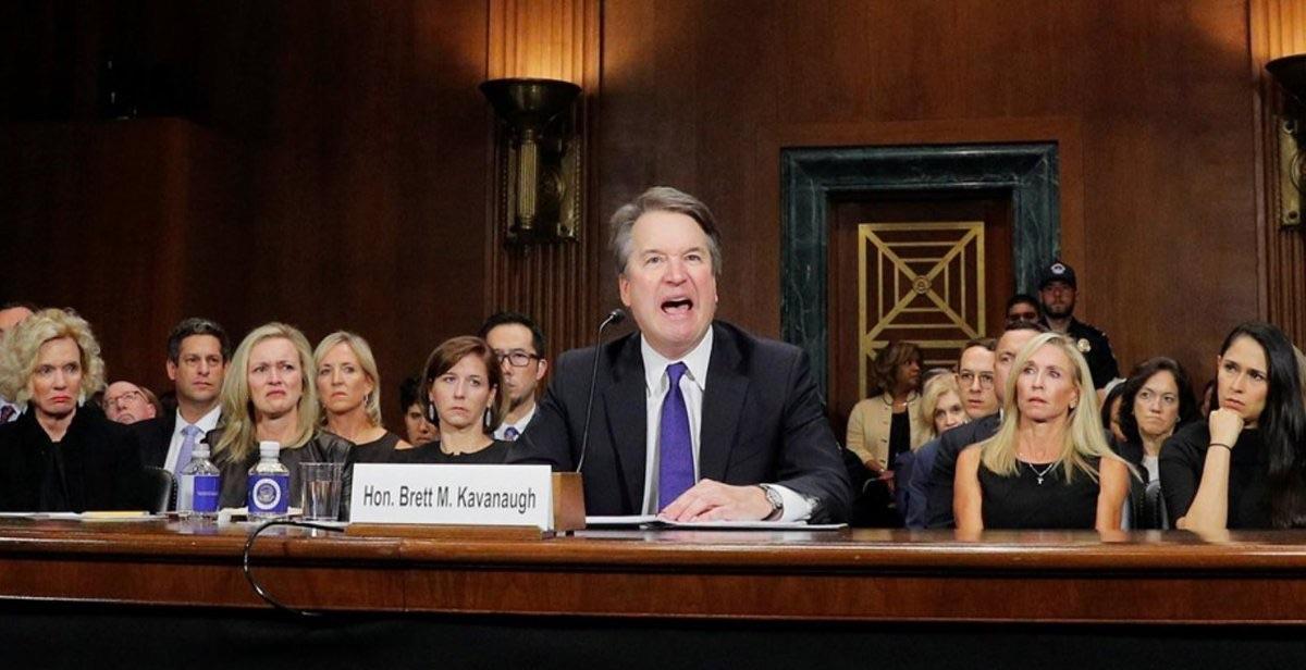 Angry Kavanaugh, disgusted women Blank Meme Template