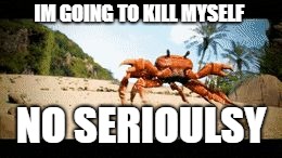 Crab rave gif | IM GOING TO KILL MYSELF; NO SERIOULSY | image tagged in crab rave gif | made w/ Imgflip meme maker