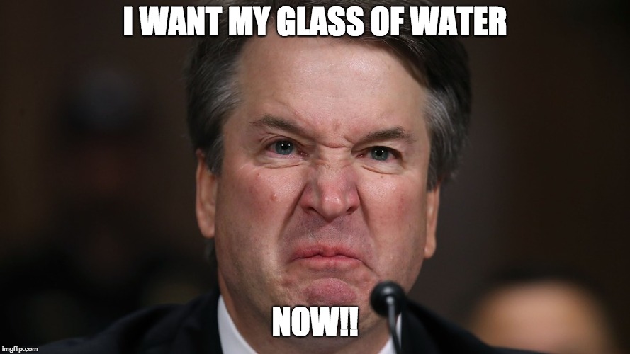 I WANT MY GLASS OF WATER; NOW!! | image tagged in kavanaugh,angry,privilege | made w/ Imgflip meme maker