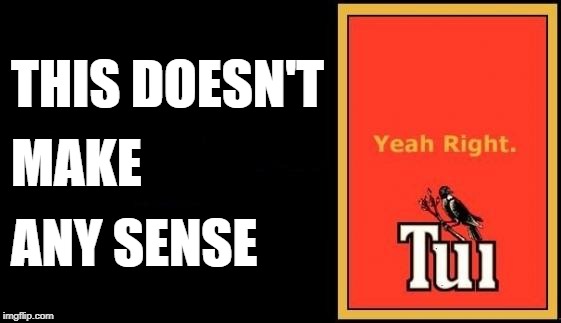 Tui | THIS DOESN'T; MAKE; ANY SENSE | image tagged in tui | made w/ Imgflip meme maker