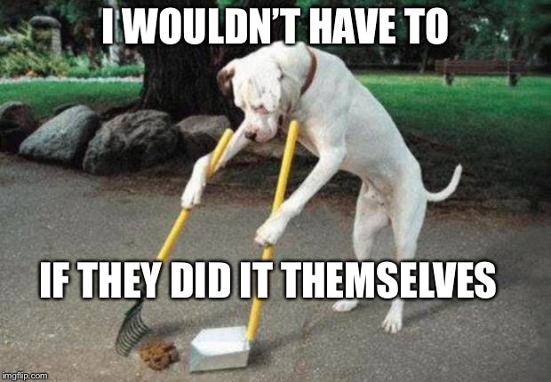 Dog poop | I WOULDN’T HAVE TO IF THEY DID IT THEMSELVES | image tagged in dog poop | made w/ Imgflip meme maker