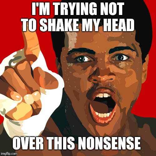 Michael J Fox said it better | I'M TRYING NOT TO SHAKE MY HEAD; OVER THIS NONSENSE | image tagged in muhammad ali | made w/ Imgflip meme maker