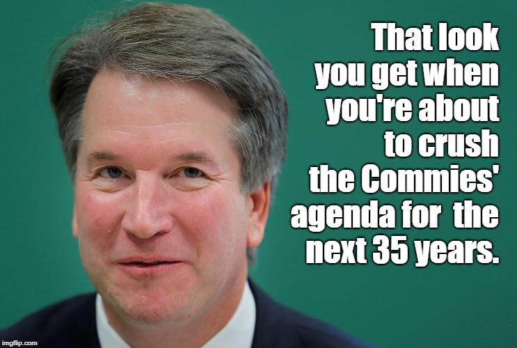 That look you get when you're about to crush the Commies' agenda for 
the next 35 years. | image tagged in kavanaugh,kavanaugh win,kavanaugh smirk | made w/ Imgflip meme maker