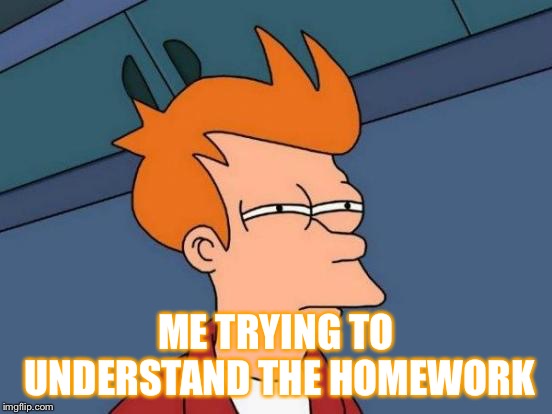 Futurama Fry | ME TRYING TO UNDERSTAND THE HOMEWORK | image tagged in memes,futurama fry | made w/ Imgflip meme maker