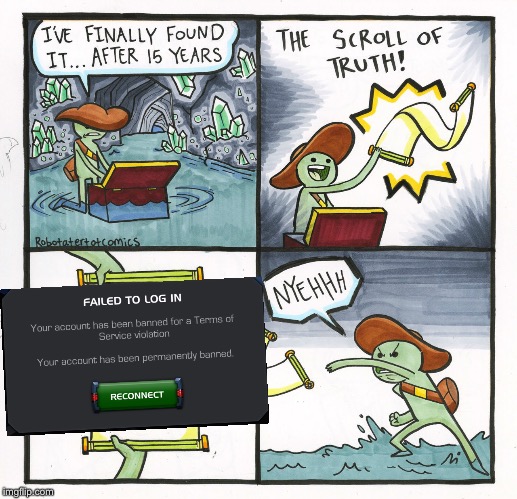 MCoC Meme: Banned | image tagged in memes,the scroll of truth,mcoc,banned | made w/ Imgflip meme maker