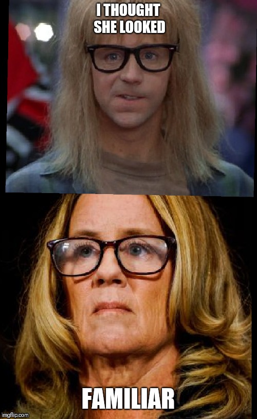 He's Back | I THOUGHT SHE LOOKED; FAMILIAR | image tagged in christine blasey ford | made w/ Imgflip meme maker