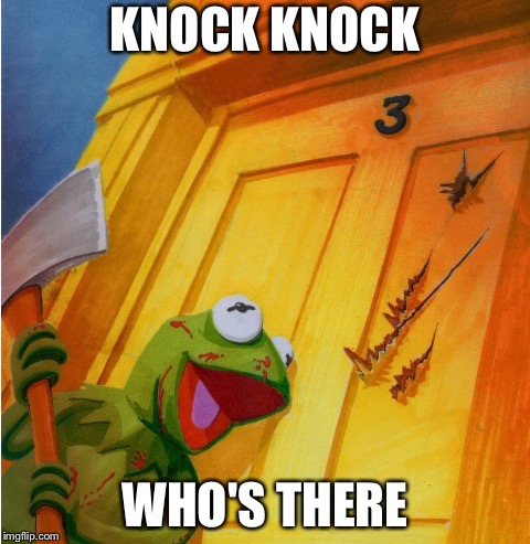 Kermit knock knock | KNOCK KNOCK; WHO'S THERE | image tagged in kermit the frog | made w/ Imgflip meme maker